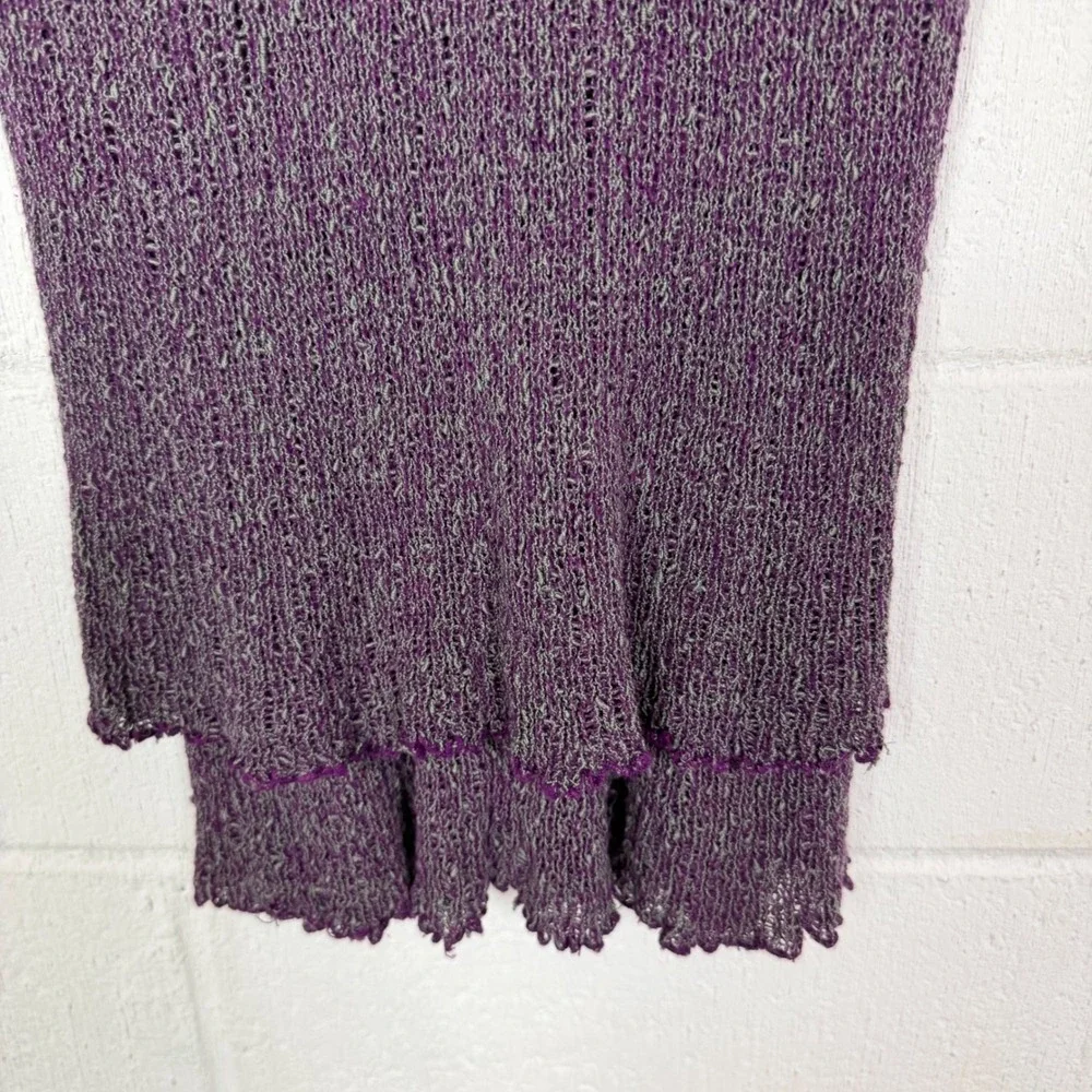 Womens Purple Bamboo Open Knit Cardigan Set Size 22W Asymmetric Boho Lagenlook